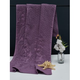 Полотенце махровое, Листья, 50*90 см, фиолетовый