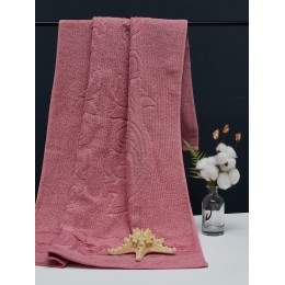 Полотенце махровое, Зигзаг, 50*85 см, серо-розовый