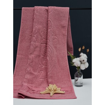 Полотенце махровое, Зигзаг, 70*135 см, серо-розовый
