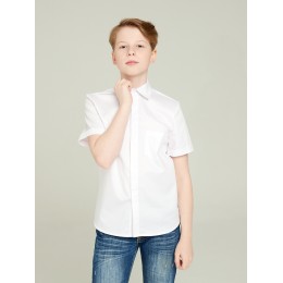 Рубашка школьная для мальчика белая с коротким рукавом