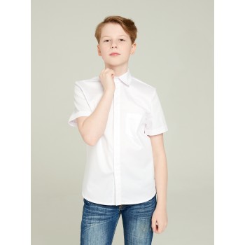Рубашка школьная для мальчика белая с коротким рукавом