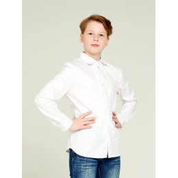 Рубашка школьная для мальчика белая с длинным рукавом