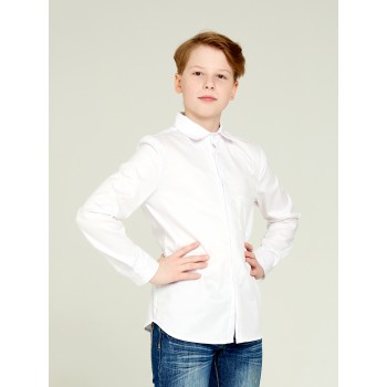 Рубашка школьная для мальчика белая с длинным рукавом